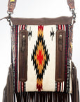 Genuine Leather Crossbody Bag With Saddle Blanket Western