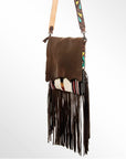 Genuine Leather Crossbody Bag With Saddle Blanket Western