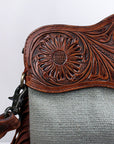 Saddle Blanket Leather Clutch Bag For Women With Western Style Intricate Detailing
