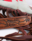 Saddle Blanket Leather Clutch Bag For Women With Western Style Intricate Detailing