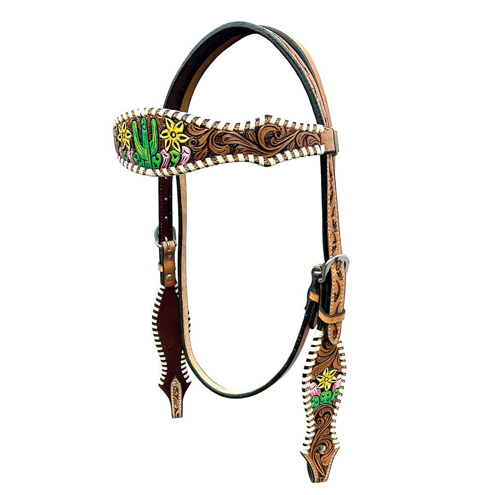 Bar H Equine Genuine Western American Leather Horse Premium Headstall &amp; Breast Collar Set