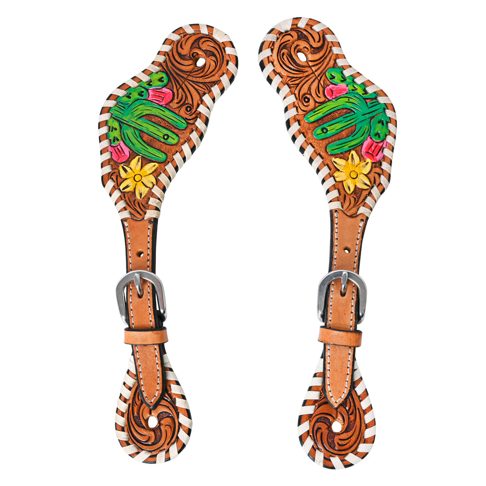 Bar H Equine Leather Spurs Straps for Adults - Western Womens Spur Straps for Horse Riding, Barrel Racing, Show, and Rodeo