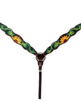 Bar H Equine Horse Genuine Leather Floral Design Hand Painted Tack Set Brown