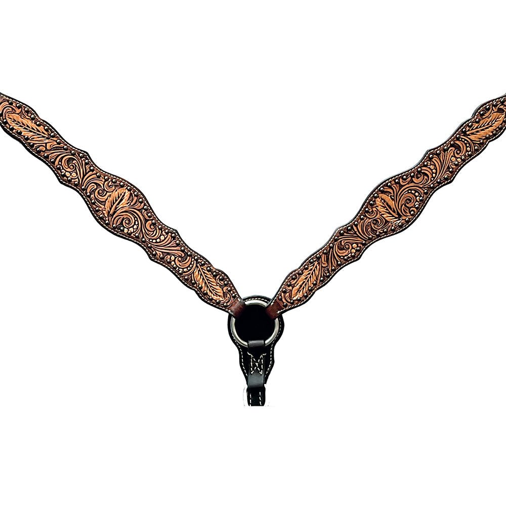 Bar H Equine Genuine Western American Leather Horse Premium Headstall &amp; Breast Collar Set