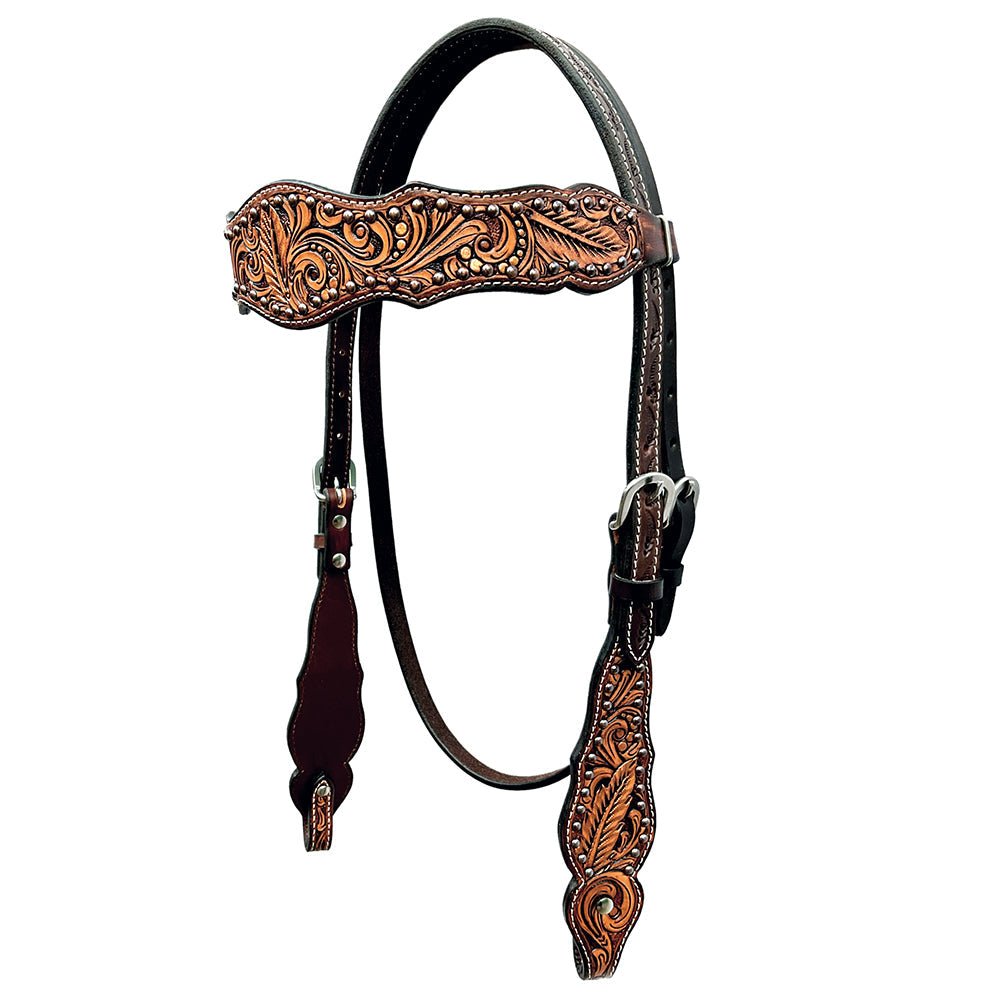 Bar H Equine Genuine Western American Leather Horse Premium Headstall &amp; Breast Collar Set