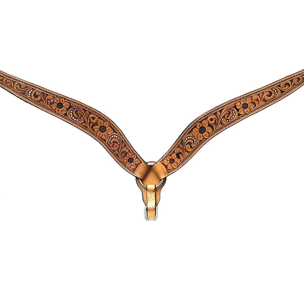 Bar H Equine Genuine Western American Leather Horse Premium Headstall &amp; Breast Collar Set