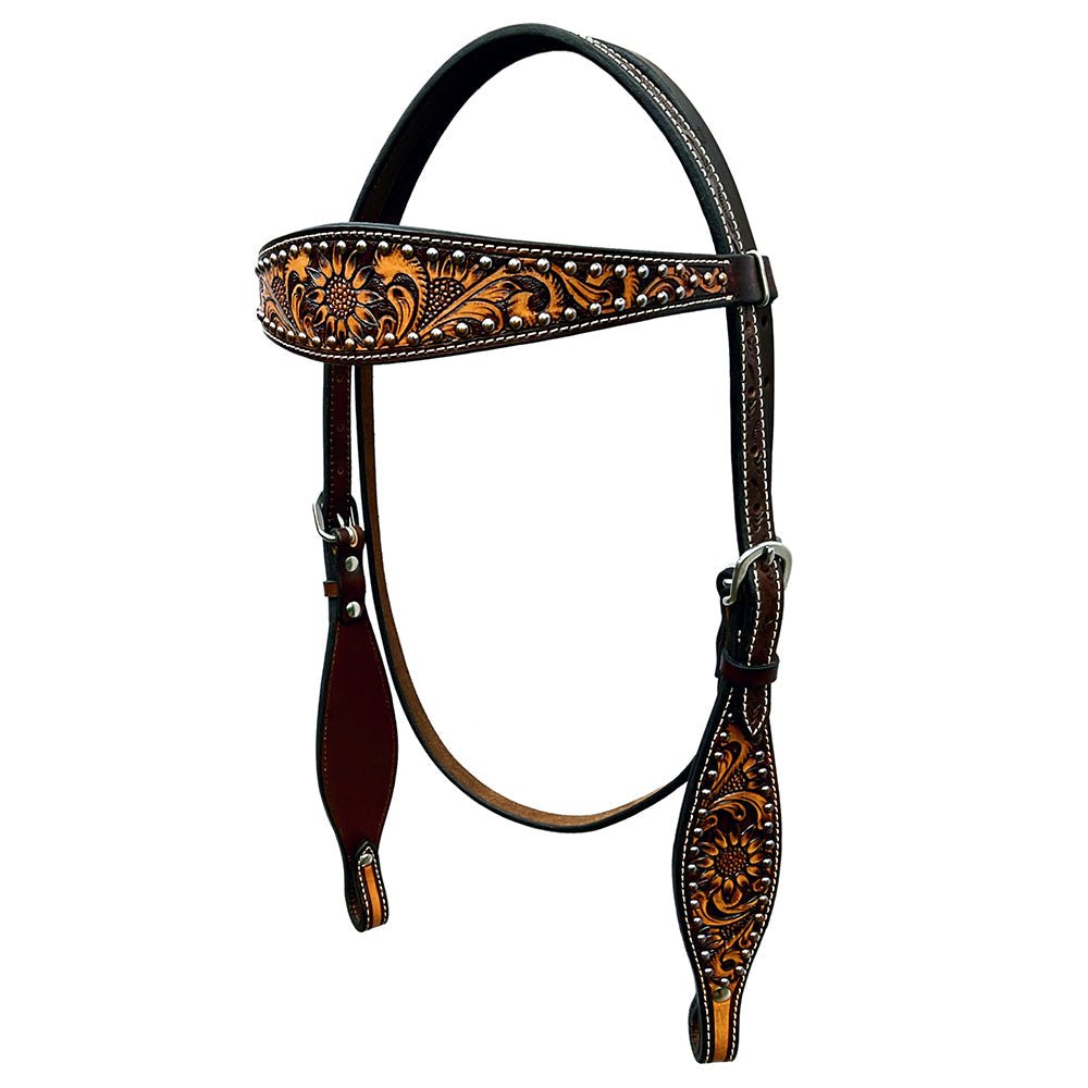 Bar H Equine Genuine Western American Leather Horse Premium Headstall &amp; Breast Collar Set