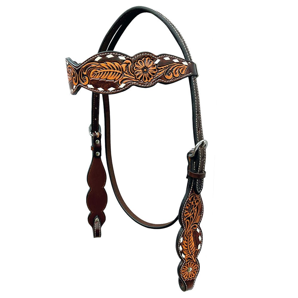 Bar H Equine Genuine Western American Leather Horse Premium Headstall &amp; Breast Collar Set