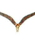 Bar H Equine Horse Genuine Leather Floral Design Breast Collar ,Headstall Brown