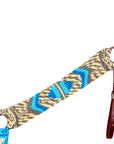 HILASON Western Wool Headstall & Breast Collar Tack Set Grey Turquoise | Leather for Horses