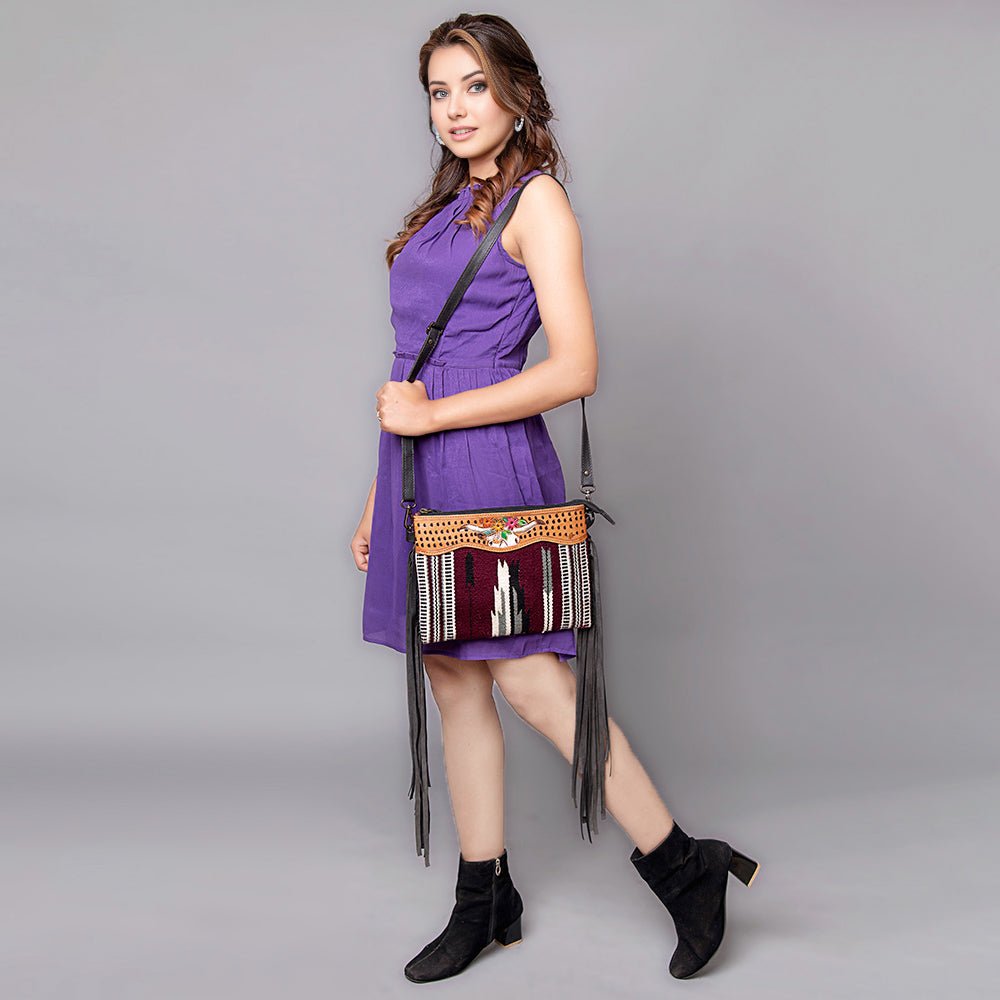 American Darling Cross Body Hand Tooled Saddle Blanket Genuine Leather Women Bag Western Handbag Purse