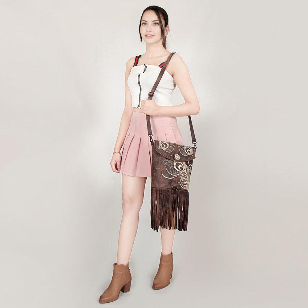 American Darling ADBGZ638A Messenger Genuine Leather Women Bag Western Handbag Purse