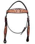 COMFYTACK By Hilason Western Horse Leather Breast Collar Headstall Set Side Buck Stitch Tan With Black Inlay