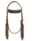 HILASON Western American Leather Horse Headstall & Breast Collar Tack Set Dark Brown With Buckstich