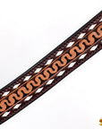 Hilason Western Horse Breast Collar  Handtooled American Leather Dark Brown
