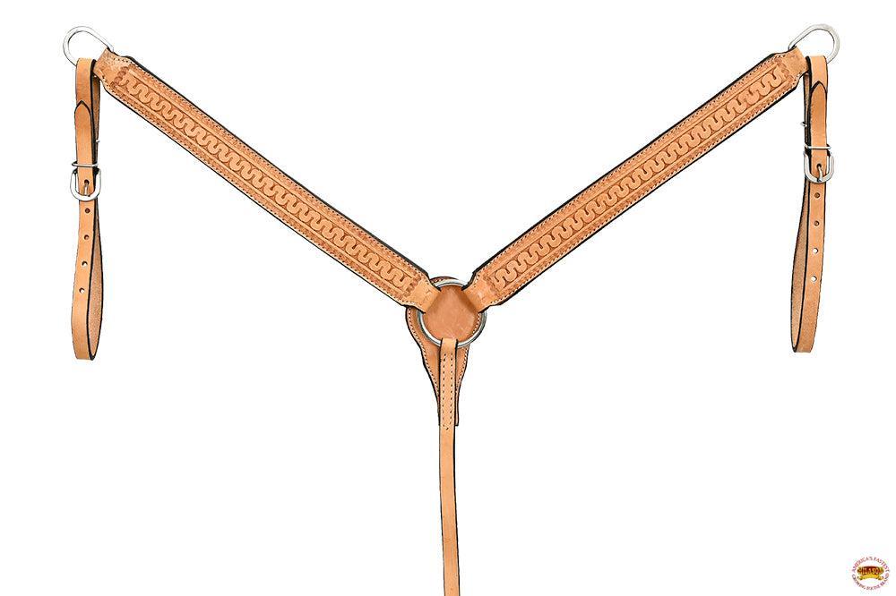 HILASON Western Horse Genuine American Leather Headstall &amp; Breast Collar Set Tan