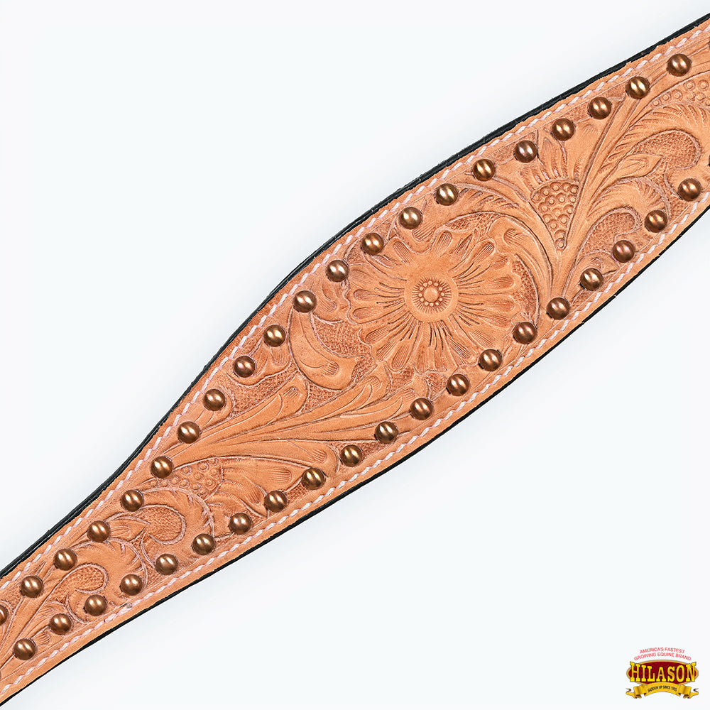 HILASON Western Horse Headstall &amp; Breast Collar American Leather Floral Tan