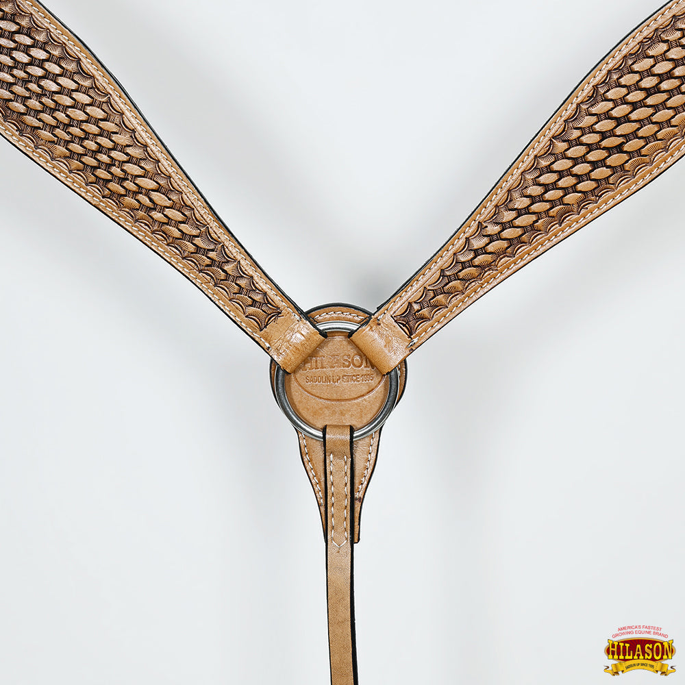 HILASON Western Horse Headstall &amp; Breast Collar American Leather Basket Tan