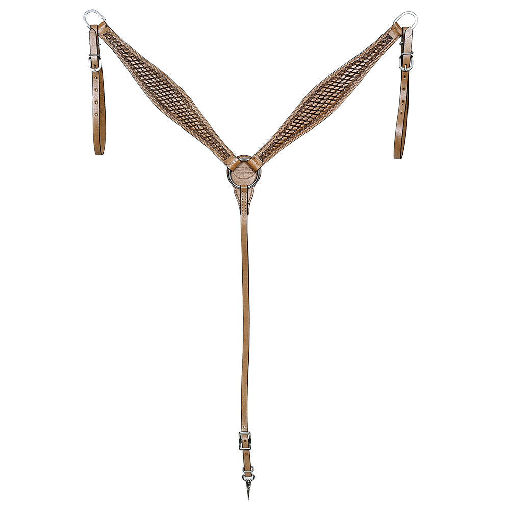 HILASON Western Horse Headstall &amp; Breast Collar American Leather Basket Tan