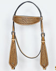 HILASON Western Horse Headstall & Breast Collar American Leather Basket Tan