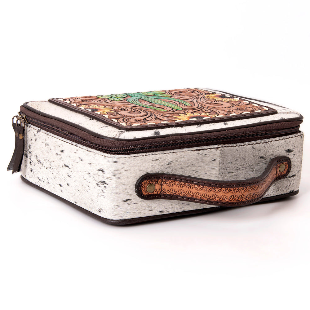American Darling Jewelry Case Hand Tooled Hair-On Genuine Leather Women Bag Western Handbag Purse