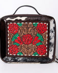 American Darling Jewelry Case Hand Tooled Hair-On Genuine Leather Women Bag Western Handbag Purse