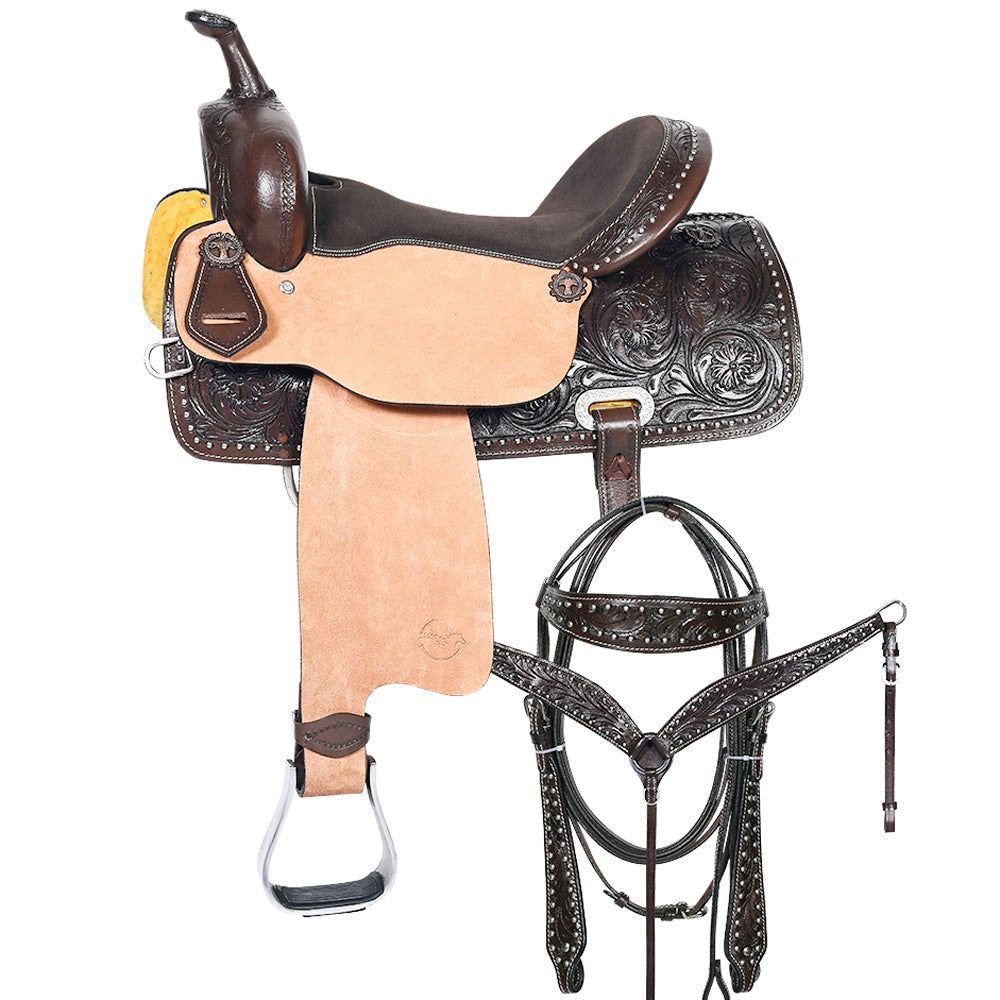 Western Horse  Barrel Racing Trail  Saddle Tack Set American Leather Comfytack by Hilason