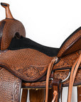 COMFYTACK Horse Barrel Racing American Leather Saddle Floral Dark Brown