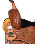 COMFYTACK Horse Barrel Racing American Leather Saddle Floral Dark Brown