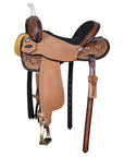 Comfytack Western Horse Barrel Racing Trail Pleasure American Leather Saddle Tack Set With Reins Dark Brown