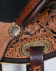 Comfytack Western Horse Barrel Racing Trail Pleasure American Leather Saddle Tack Set With Reins Dark Brown