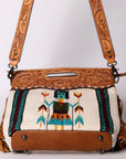 American Darling Clutch Hand Tooled Saddle Blanket Fabric Genuine Leather Western Women Bag Handbag Purse | Purses for Cute