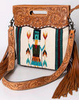 American Darling Clutch Hand Tooled Saddle Blanket Fabric Genuine Leather Western Women Bag Handbag Purse | Purses for Cute