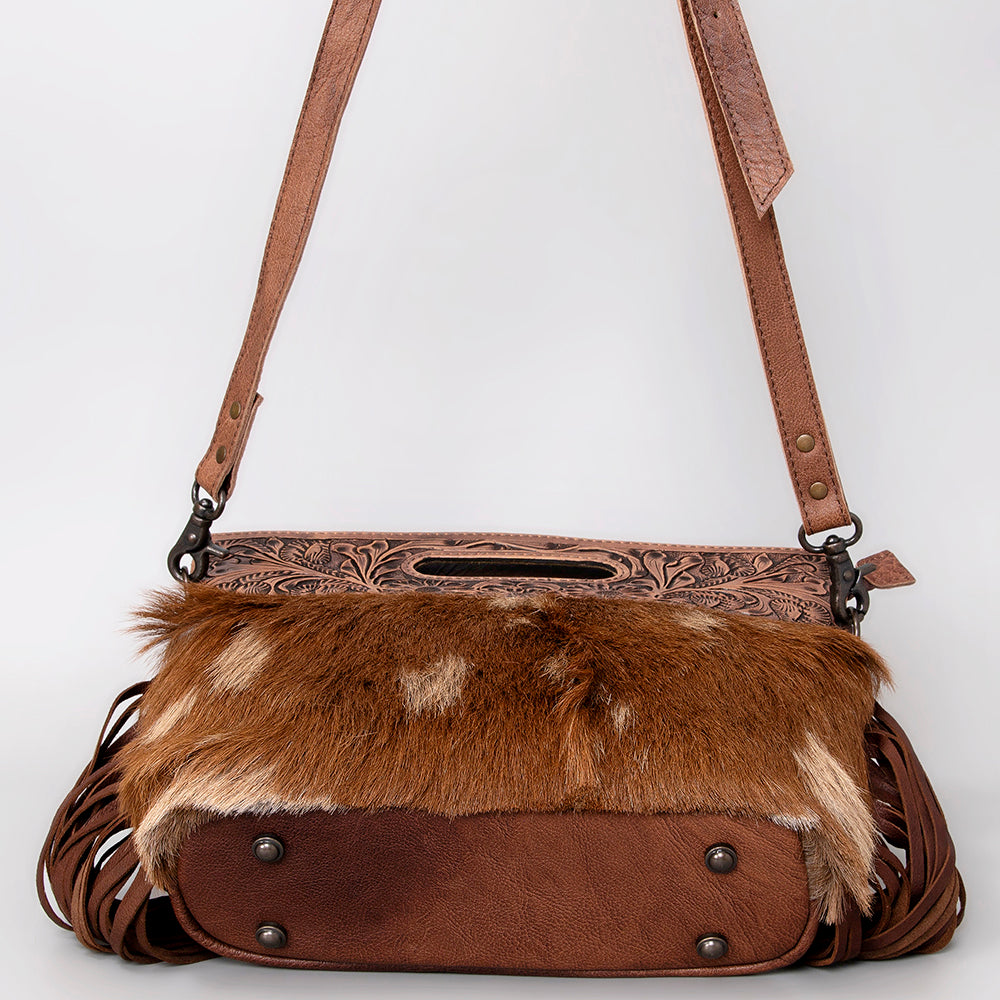 Hand Tooled Saddle Blanket Leather Western Clutch For Women