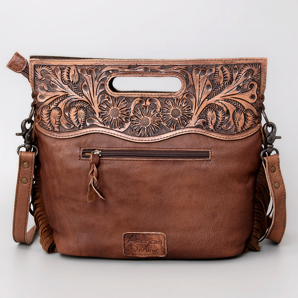 Hand Tooled Saddle Blanket Leather Western Clutch For Women