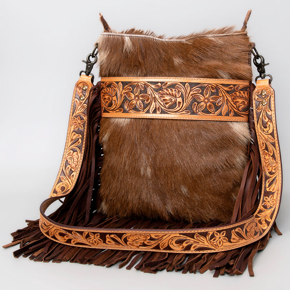 American Darling ADBGS192BT Messenger Hand Tooled Hair-On Genuine Leather Women Bag Western Handbag Purse