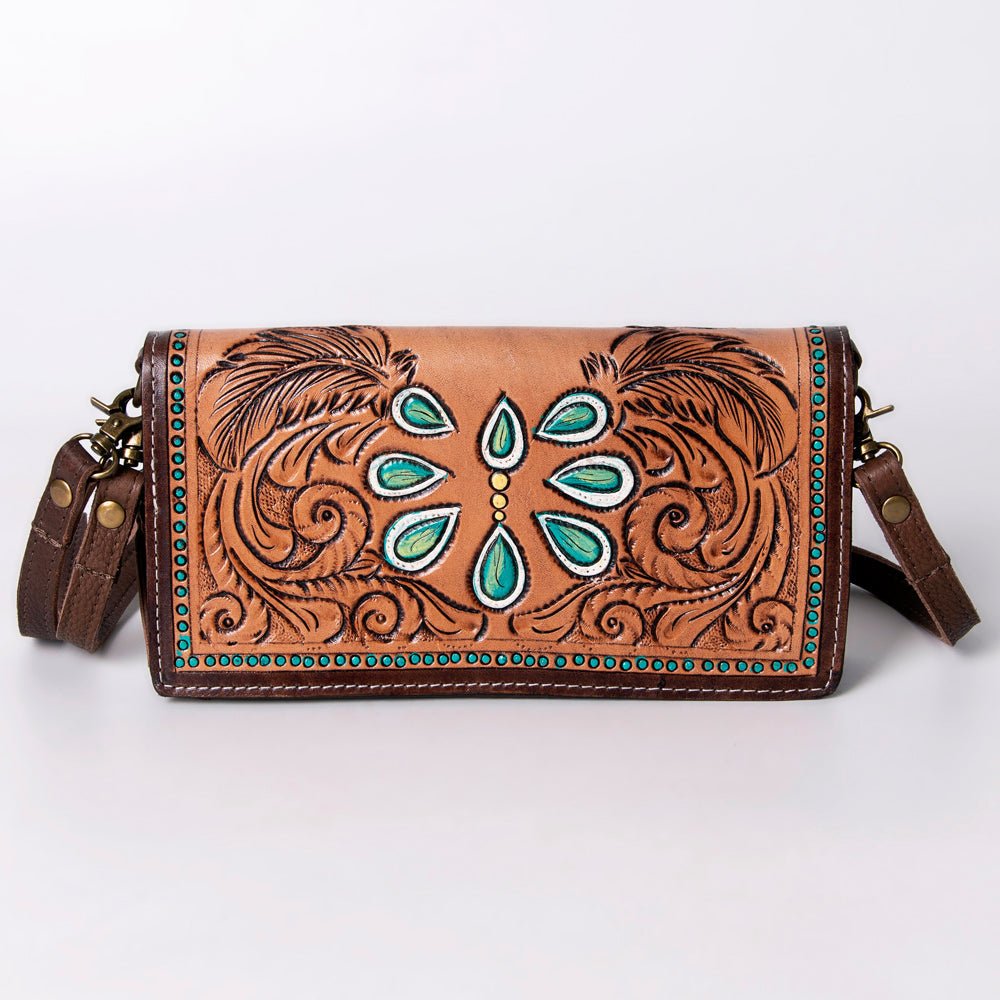 American Darling Organiser Hair-On Hand Tooled Genuine Leather Women Bag Western Handbag Purse