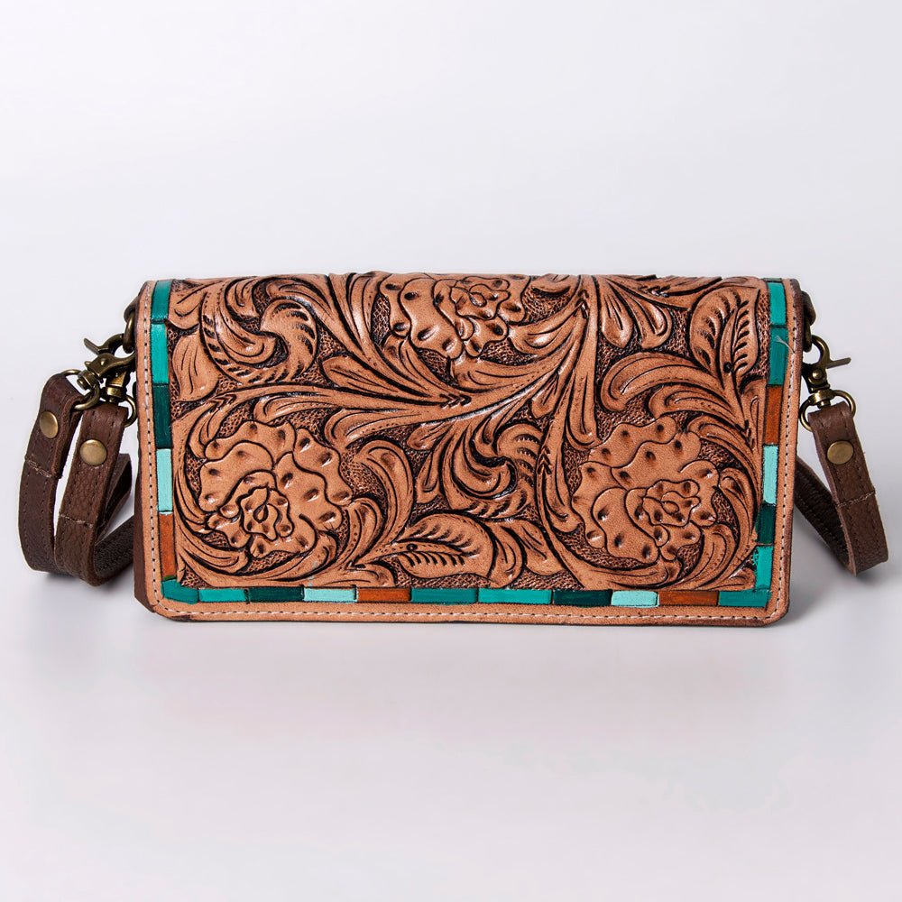 American Darling Organiser Hair-On Hand Tooled Genuine Leather Women Bag Western Handbag Purse
