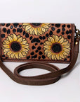 American Darling Organiser Hair-On Hand Tooled Genuine Leather Women Bag Western Handbag Purse