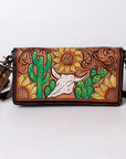 American Darling Organiser Hair-On Hand Tooled Genuine Leather Women Bag Western Handbag Purse