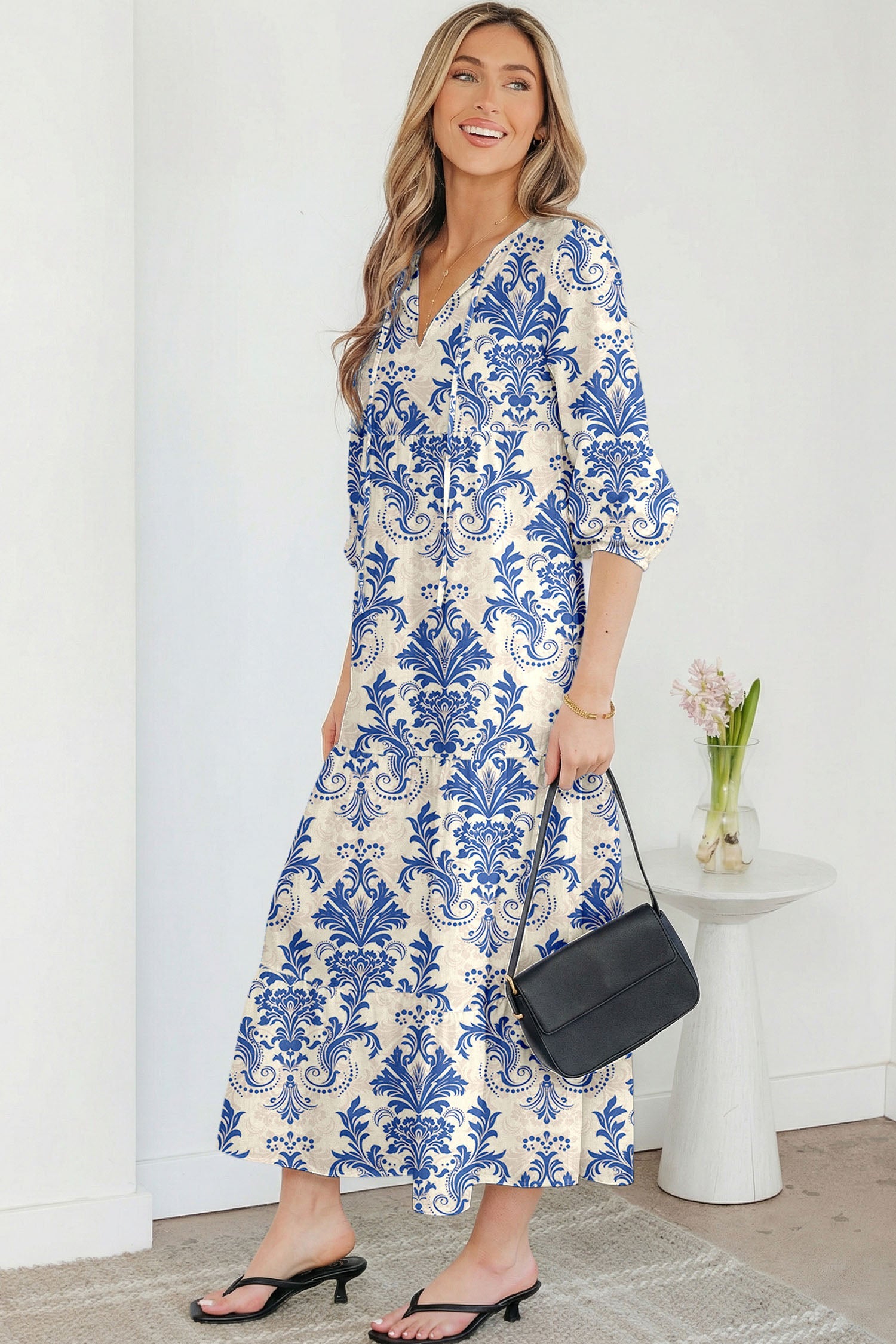Boho 3/4 Sleeve Maxi Dress