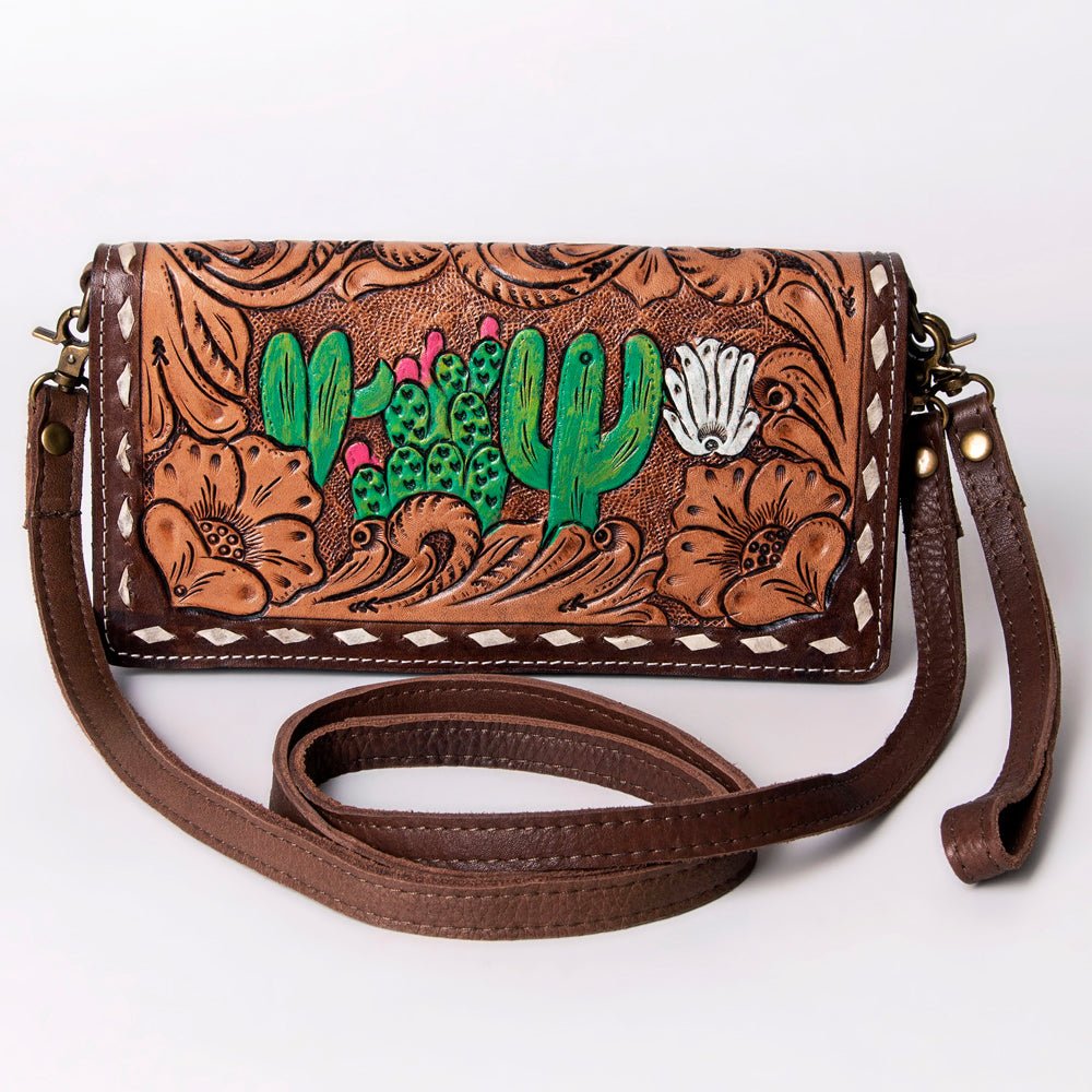 American Darling Organiser Hair-On Hand Tooled Genuine Leather Women Bag Western Handbag Purse