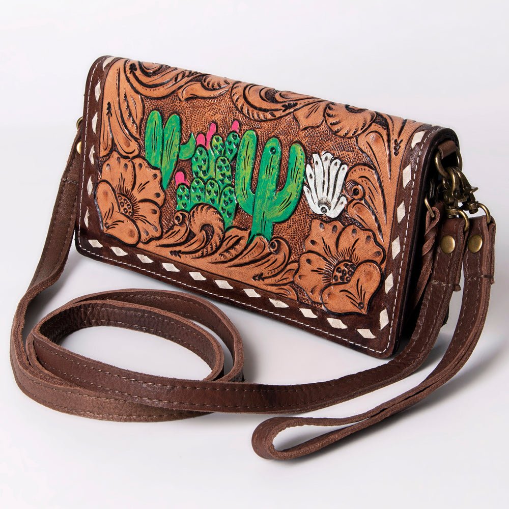 American Darling Organiser Hair-On Hand Tooled Genuine Leather Women Bag Western Handbag Purse