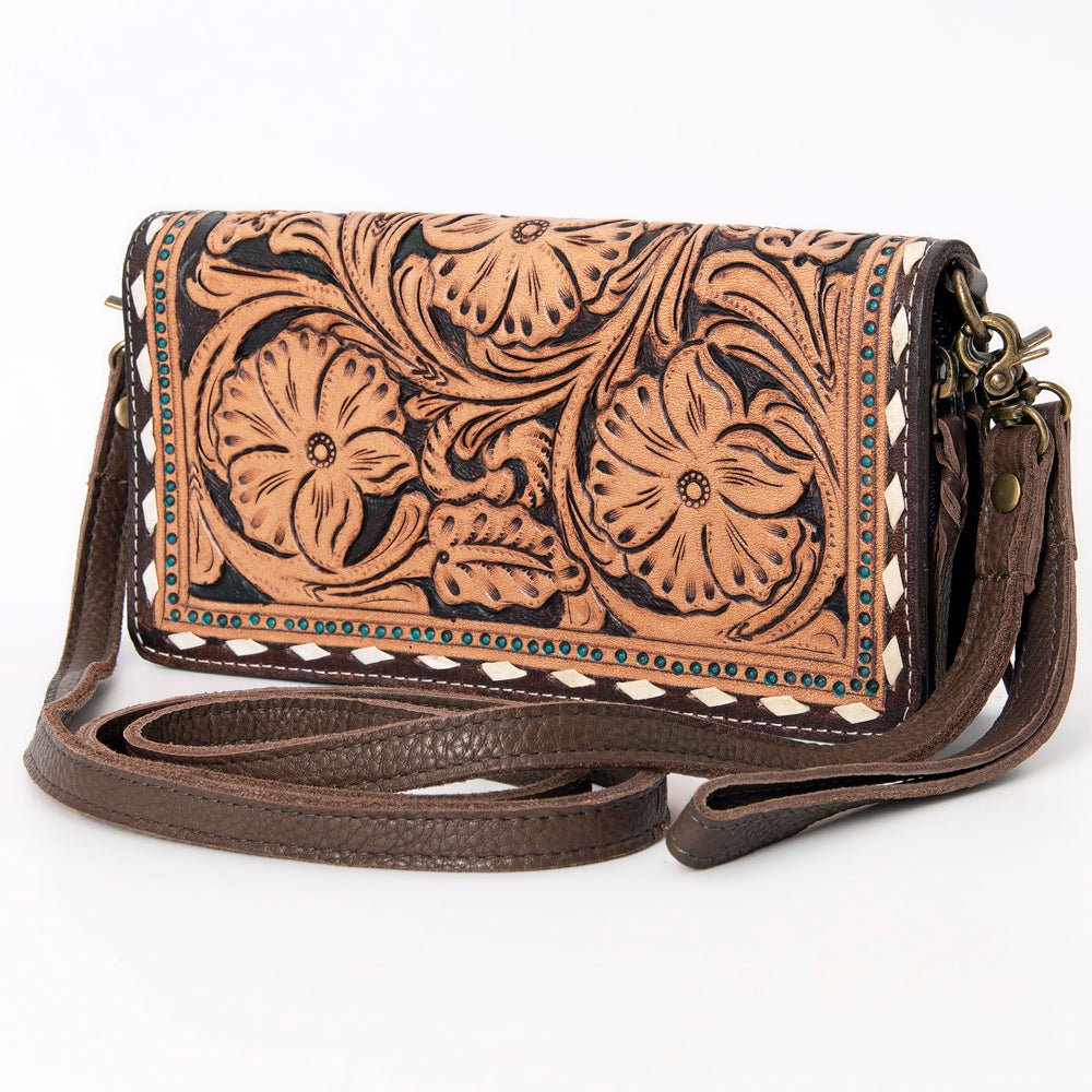 American Darling Organiser Hair-On Hand Tooled Genuine Leather Women Bag Western Handbag Purse