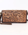 American Darling Organiser Hair-On Hand Tooled Genuine Leather Women Bag Western Handbag Purse