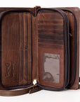 American Darling Organiser Hair-On Hand Tooled Genuine Leather Women Bag Western Handbag Purse