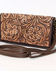 American Darling Organiser Hair-On Hand Tooled Genuine Leather Women Bag Western Handbag Purse