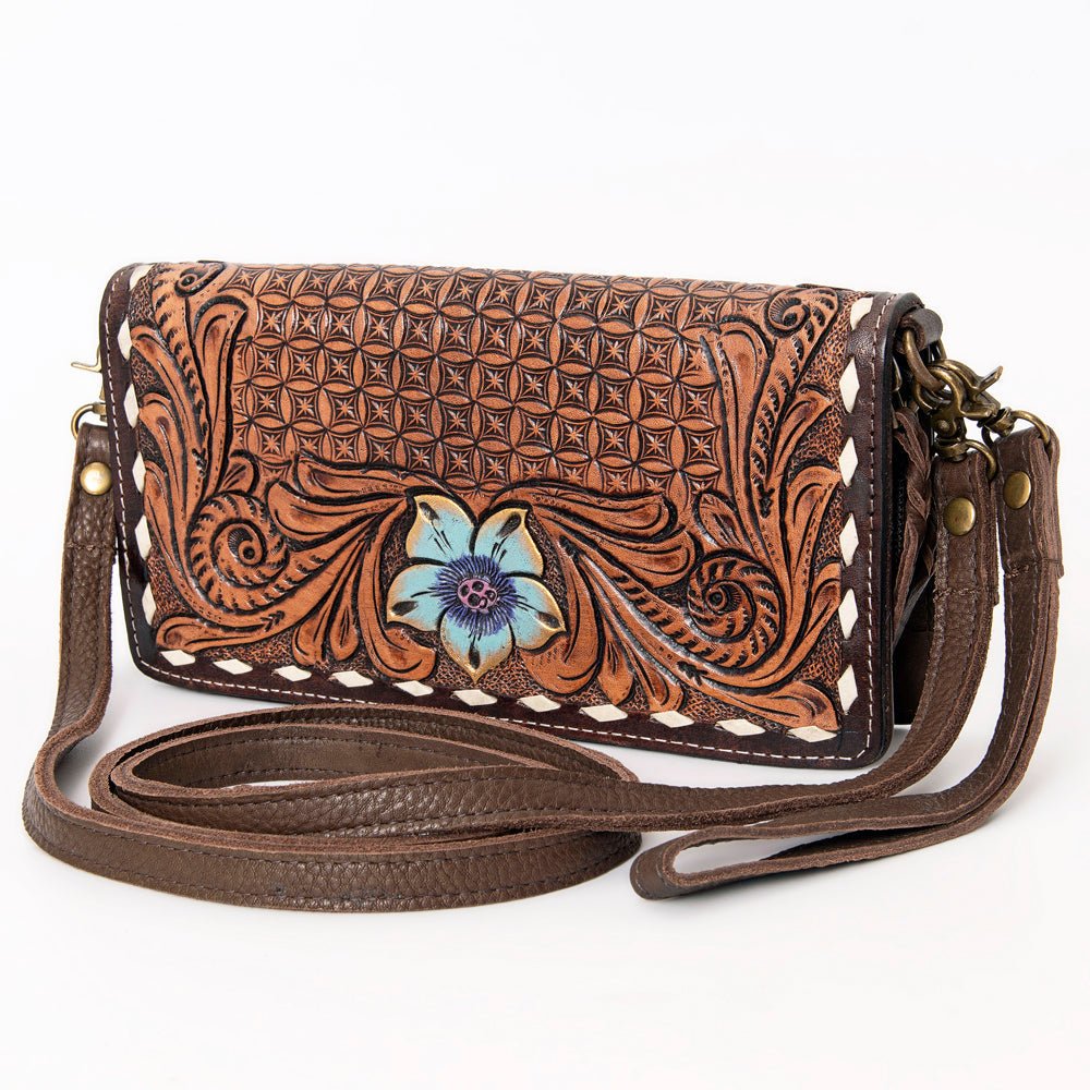 American Darling Organiser Hair-On Hand Tooled Genuine Leather Women Bag Western Handbag Purse