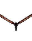 Bar H Equine Horse Genuine Leather Floral Design With Buckstitch Breast Collar ,Headstall Brown