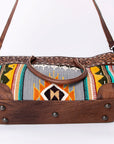 American Darling Tote Bag Western Leather Hand Tooled Floral Carved Hand Woven Saddle Blanket Genuine Leather 12x16